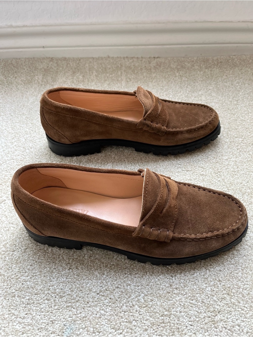 J Crew Winona Lug-Sole Penny Loafers in Brown Suede Size 8 - Picture 6 of 8